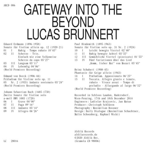 Gateway into the Beyond: Works for Solo Violin | Gramola 98006