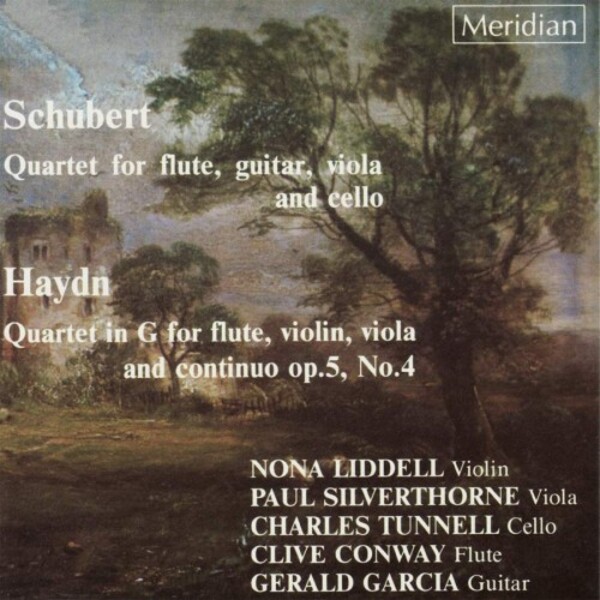 Schubert - Quartet for Flute, Guitar, Viola & Cello; Haydn - Flute Quartet op.5 no.4 | Meridian CDE84118